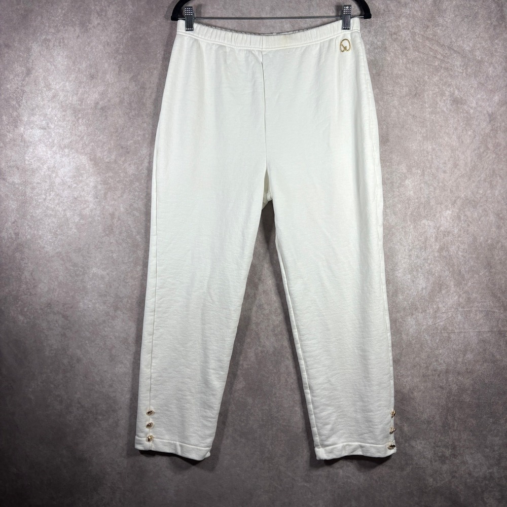 St. John Sportswear By Marie Gray Pants Womens Medium White Buttons Cropped
